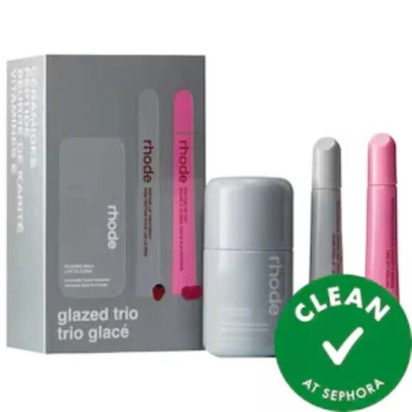 Rhode HOLIDAY GLAZED TRIO Gift Set GLAZING MILK, JELLY BEAN LIP, STRAWBERRY NIB - Picture 2 of 4